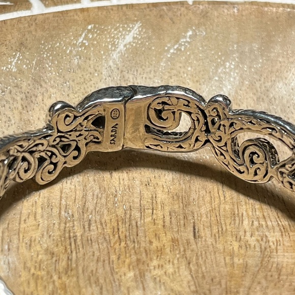 Sarda Blue Cultured Mabe Pearl Silver Tree Of Life Bangle Bracelet - Picture 10 of 16